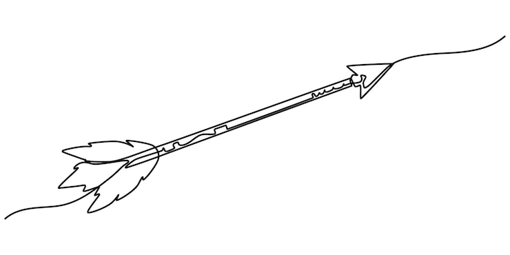 वेक्टर bow arrow tribal arrow feather continuous one line drawing outline pro vector illustration of trib