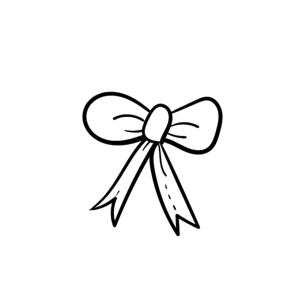 Vector bow doodle vector outline drawing isolated on white background