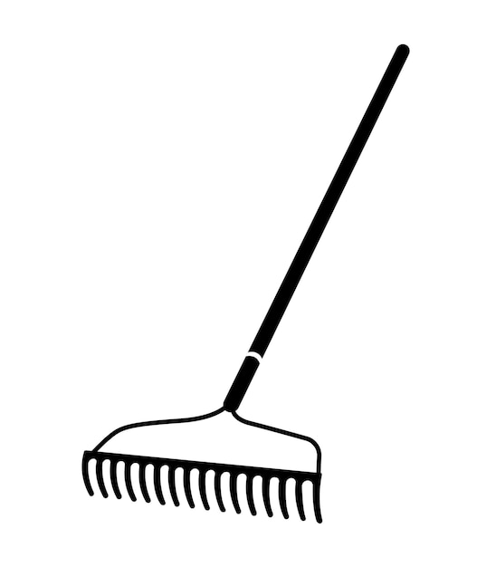 Bow Rake Silhouette, Garden Broom Tool Illustration