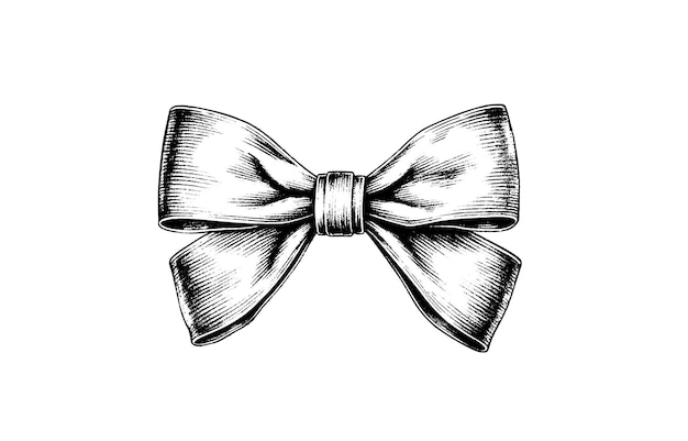 A bow ribbon gift in a vintage engraved style Vector design for you banner collage and idea