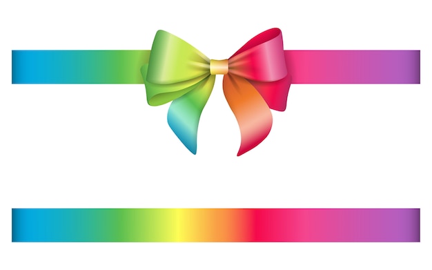 Premium Vector  Bow and ribbon with rainbow colors pride day bow