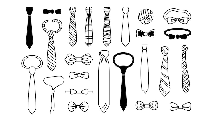 Bow tie and necktie doodle set
