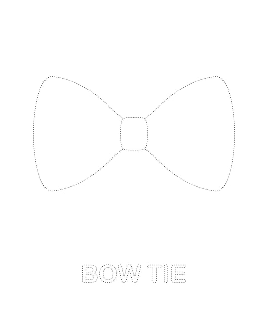 Vector bow tie tracing worksheet for kids