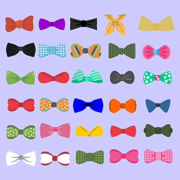 Bow ties of different shapes and colors