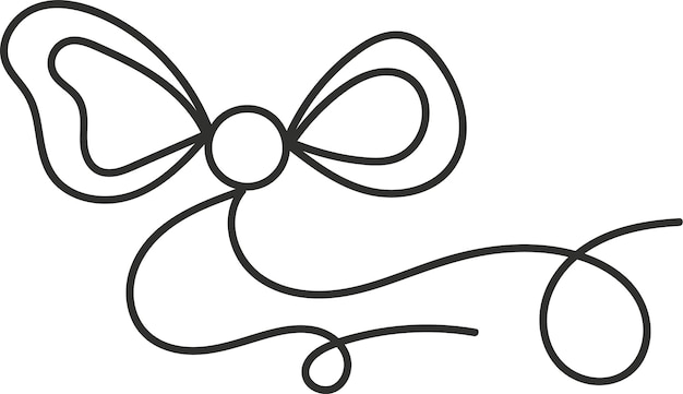 Vector bow with ribbon doodle