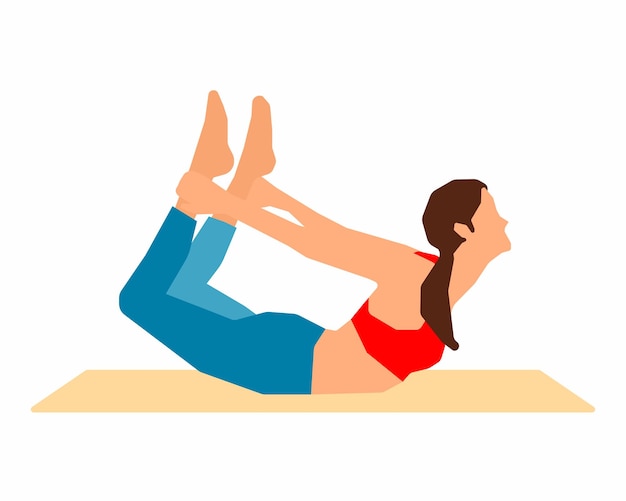 Bow Yoga pose, vrouw die yoga oefent Gezonde levensstijl.