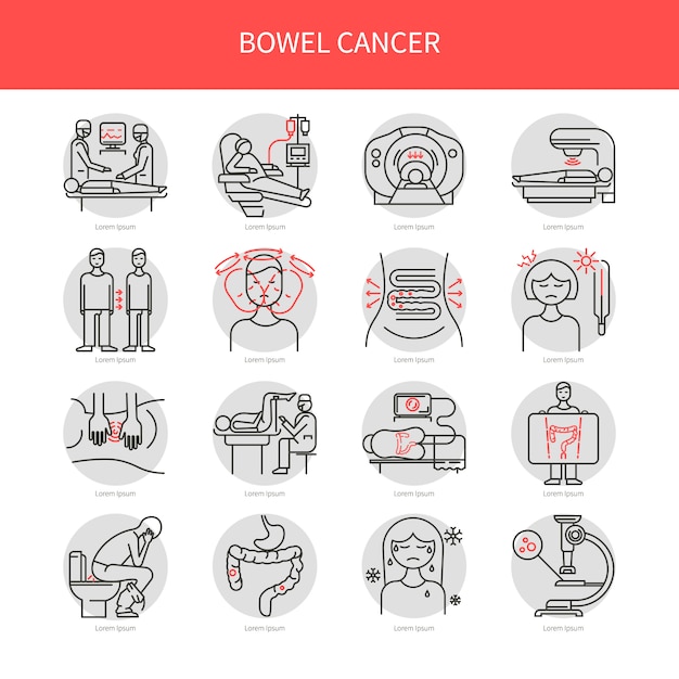 Vector bowel cancer icons