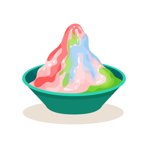 Bowl of ais kacang delicious malaysian dessert sweet food cooking theme graphic element for promo flyer or cafe menu cartoon vector icon colorful flat illustration isolated on white background