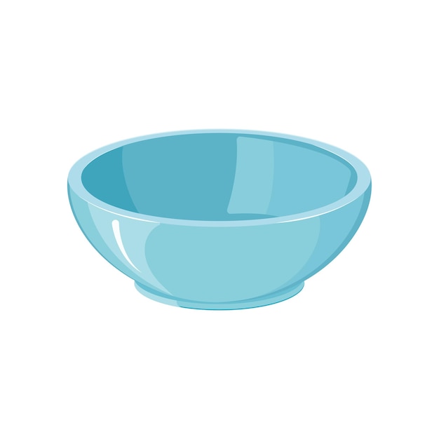 Vector bowl blue vector illustration of an empty plate for soup rice or porridge