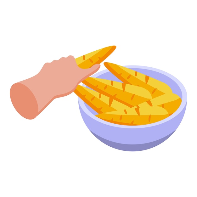 Bowl carrots icon Isometric of Bowl carrots vector icon for web design isolated on white background