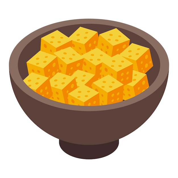 Bowl cheese icon Isometric of Bowl cheese vector icon for web design isolated on white background