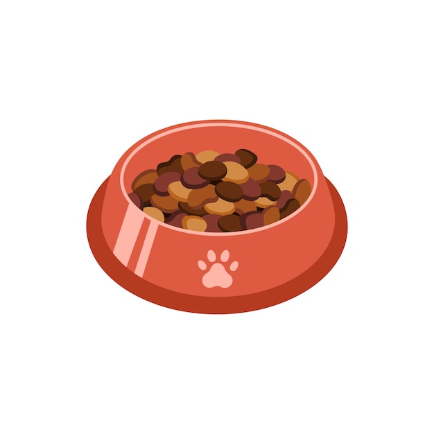 Bowl food for dog and cat pet in flat style vector illustration Animal bowl silhouette for print