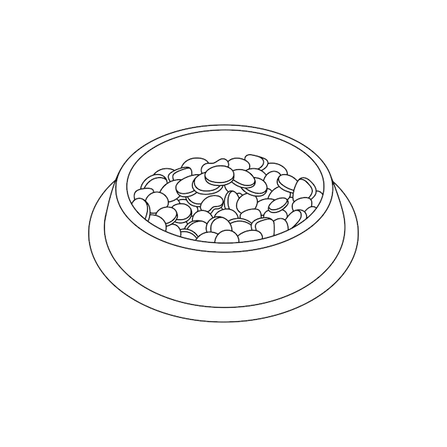 落書きスタイルのベクトル図の飼料犬と猫のペットのための食品のボウル動物ボウルの概要