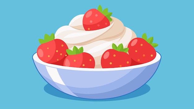 A bowl of freshly made strawberry shortcake with sweet and juicy strawberries flaky pastry and a