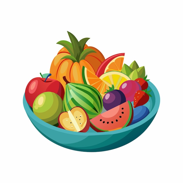 Vector a bowl of fruit including a fruit with a picture of a fruit on it