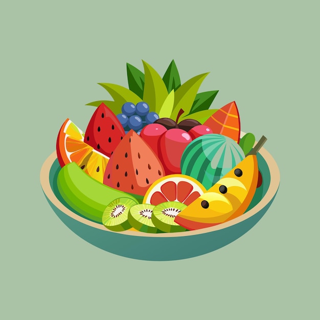 Vector a bowl of fruit with a picture of a fruit on it