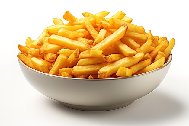 Vector bowl full of french fries isolated on white