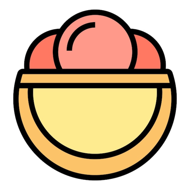 Vector bowl gelato icon outline vector gelato cream summer icecream color flat