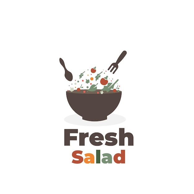 Bowl illustratie logo met een bos verse salade