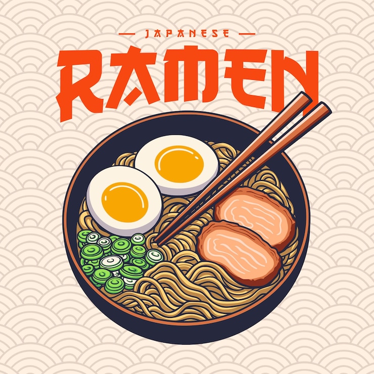 Vector a bowl of japanese ramen vector illustration
