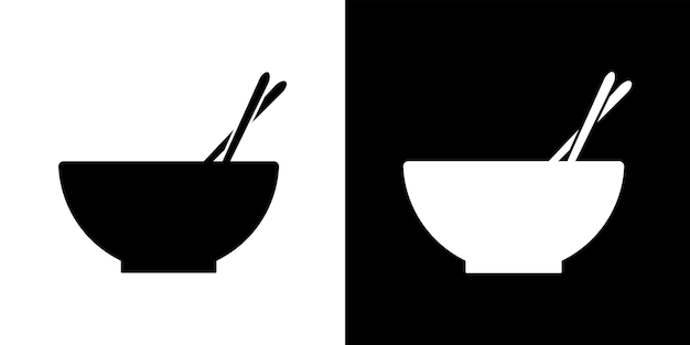 Bowl keukengerei vector illustratie Bowl met eetstokjes pictogram Utensil logo teken