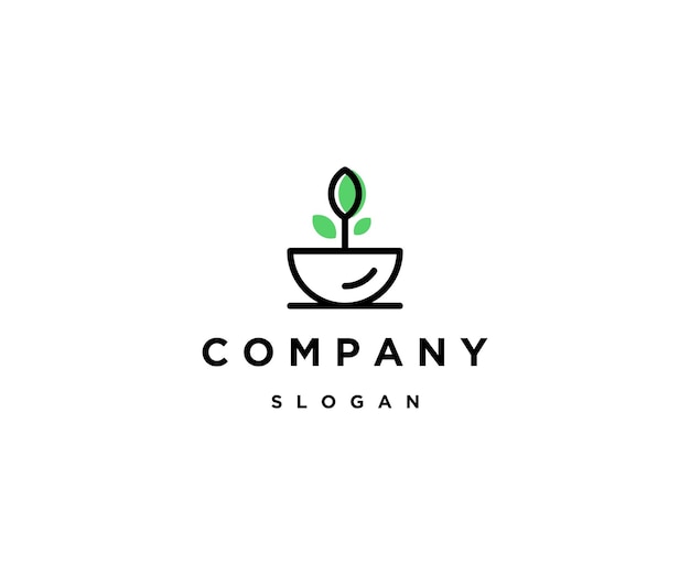 Bowl leaf logo icon design template