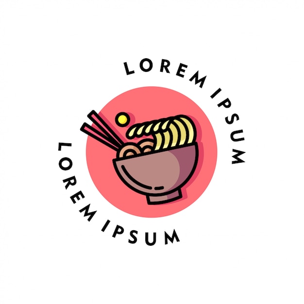 Bowl of noodle summer themes logo