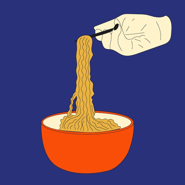 Bowl noodles and chopsticks. Ramen. Asian food. Chinese, Korean, Japanese cuisine