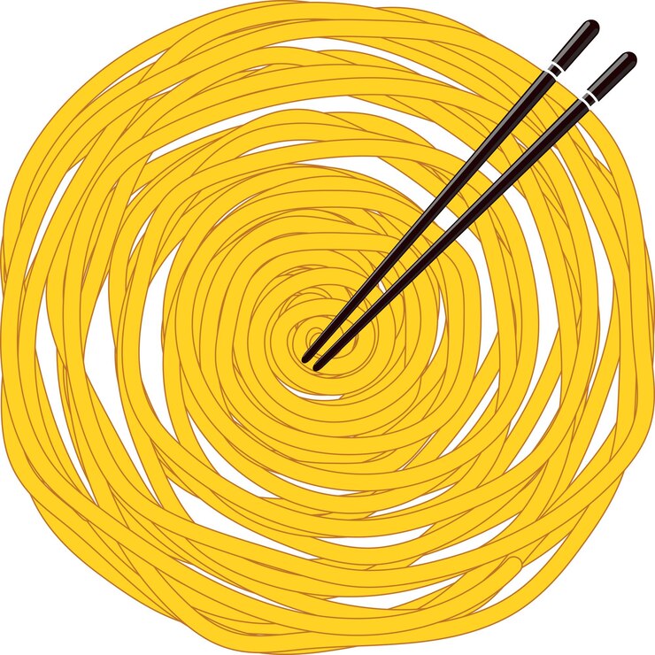 Vector bowl noodles and chopsticks sketchillustration noodle ramen spagehetti pasta handdrawn vecto logo template