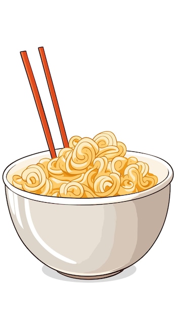 A bowl of noodles food drawing cartoon artwork vector