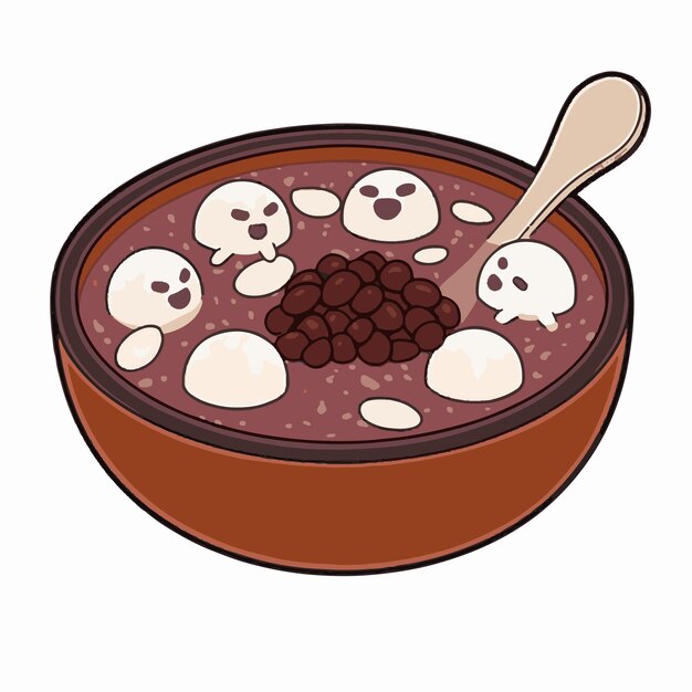 A bowl of soup with skulls on the top.