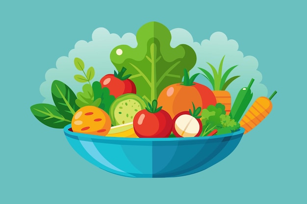 bowl with fresh and healthy vegetables vector illustration design