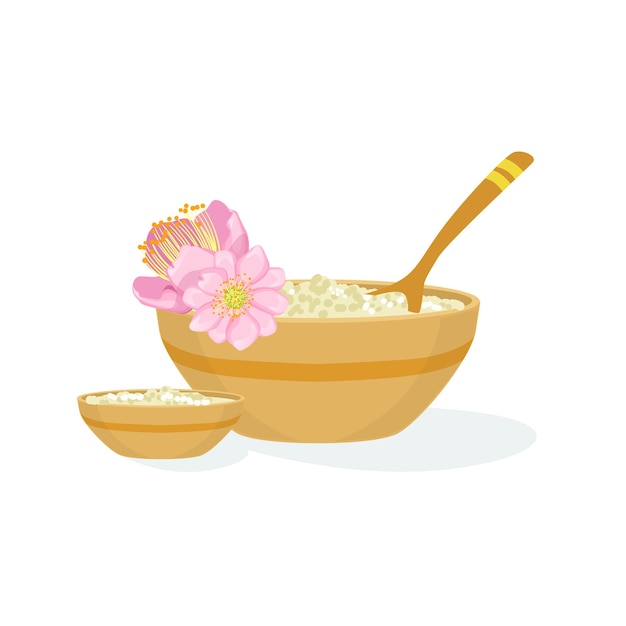 Bowl With Handmade Natural Cosmetic Product For Skincare Element Of Spa Center Health And Beauty Procedures Collection Illustrations