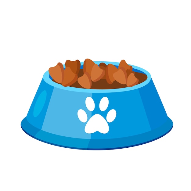Bowl with pets food isolated on white background