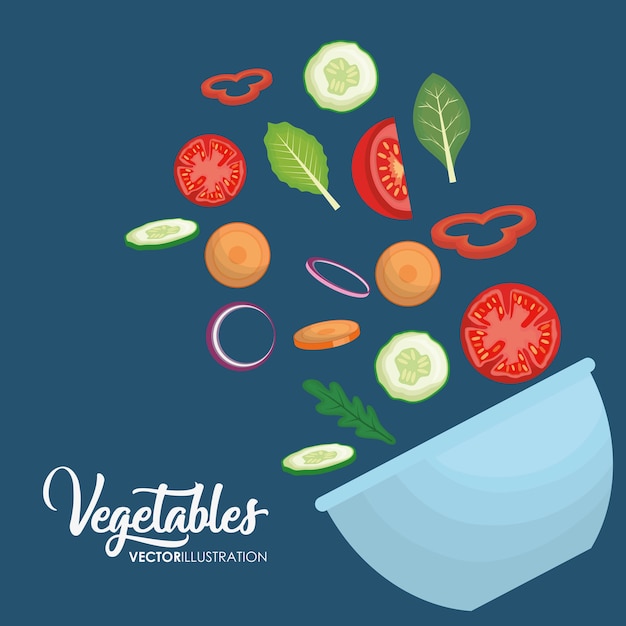 Vector bowl with vegetables salad icon