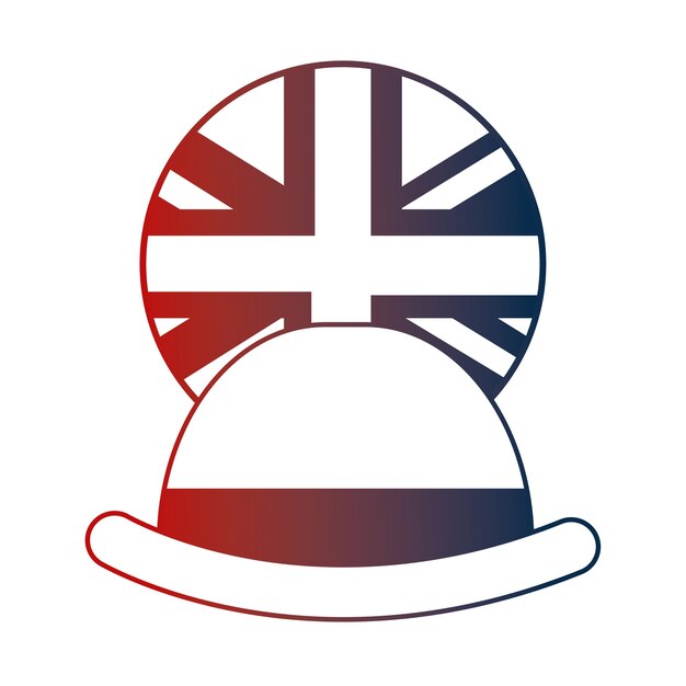 Bowler hat elegance english flag button vector illustration