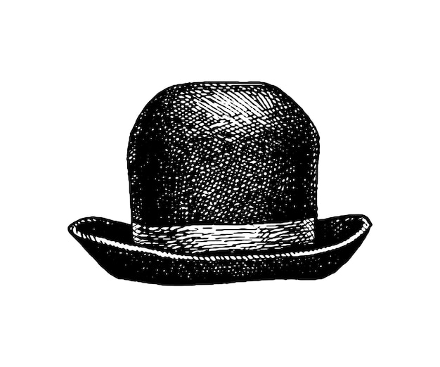 Vector bowler hat. hand drawn ink sketch.