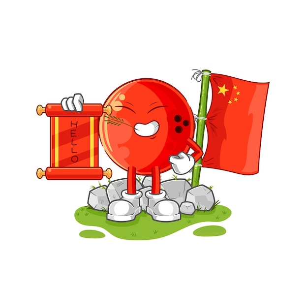 Bowling bal chinese cartoon cartoon mascotte vector