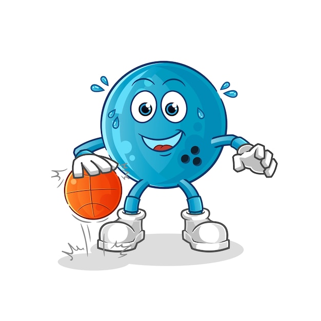 Bowling bal dribbel basketbal karakter. cartoon mascotte