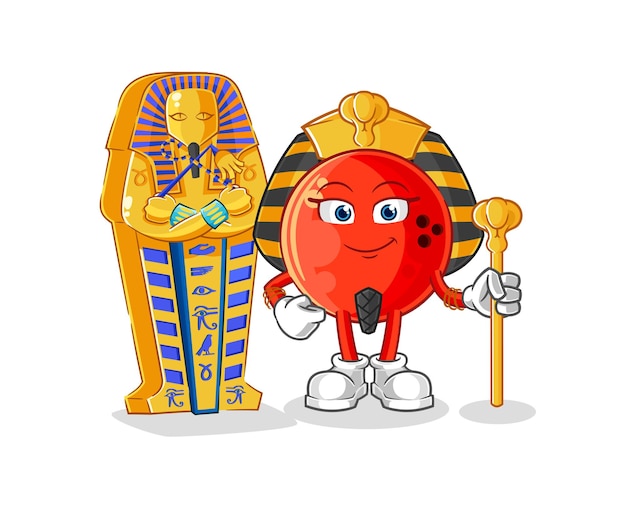 Bowling bal oude egypte cartoon cartoon mascotte vector