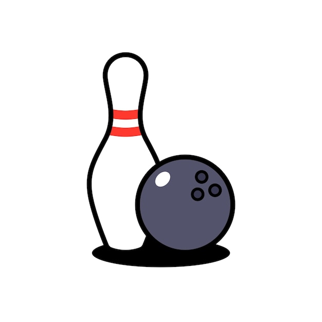 Vector bowling ball and bowling pin illustration with outline