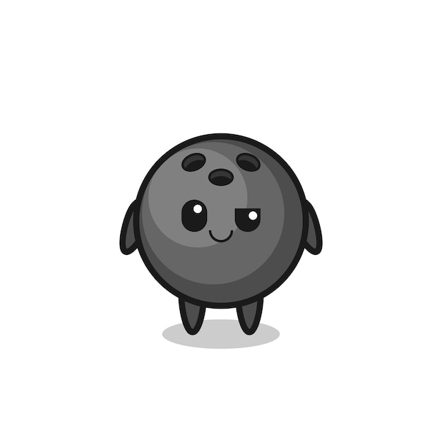 Bowling ball cartoon with an arrogant expression