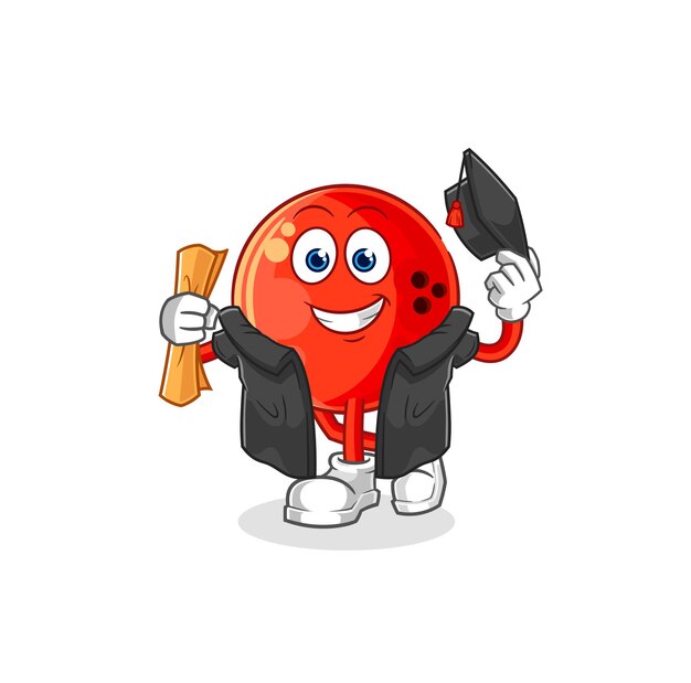 Bowling ball graduation vector cartoon character