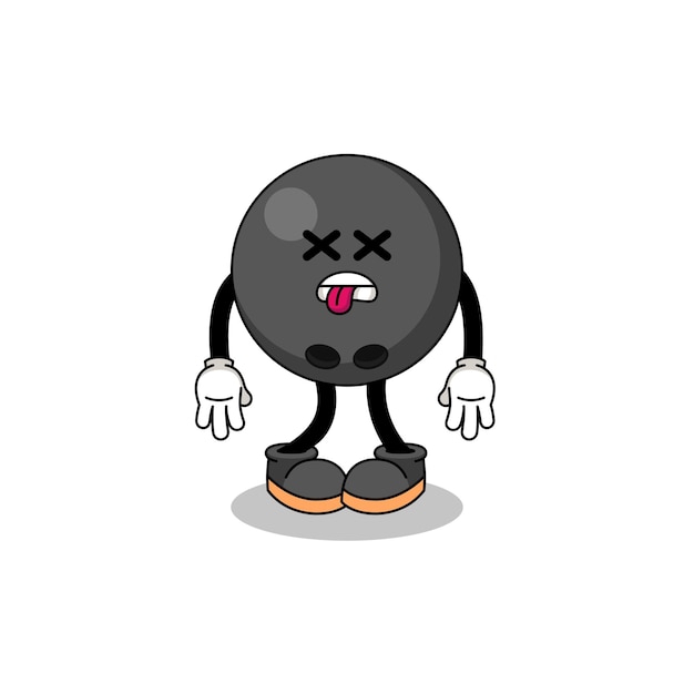 Bowling ball mascot illustration is dead character design