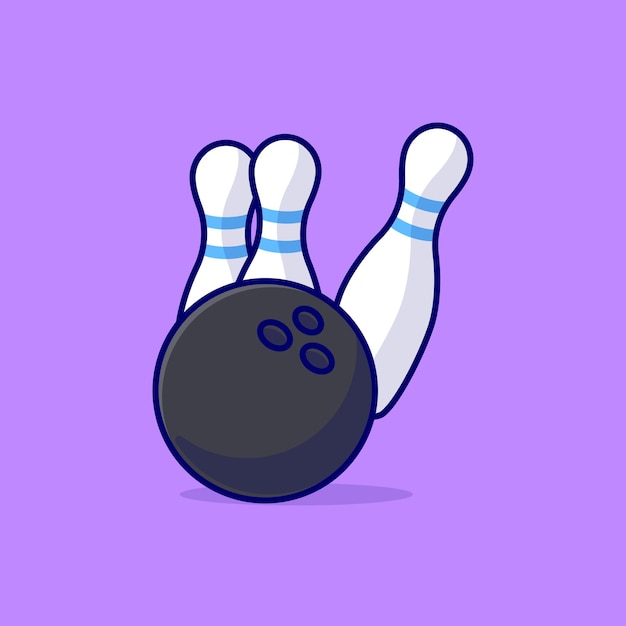 Bowling ball and pin cartoon vector illustration sport equipment concept icon isolated