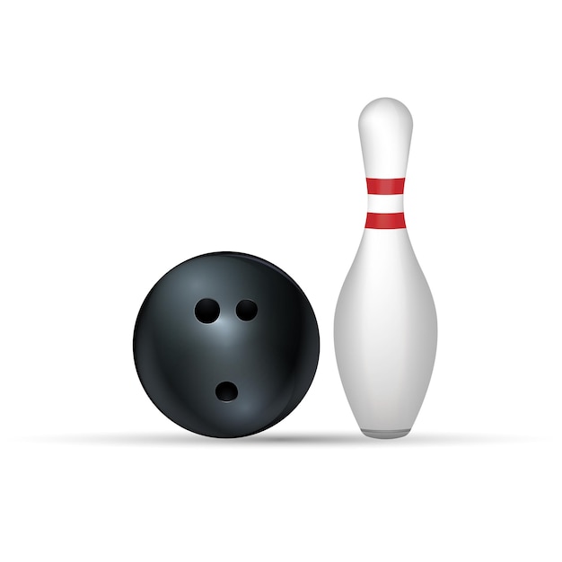 Vettore palla da bowling e pin isolati su bianco. eps 10.