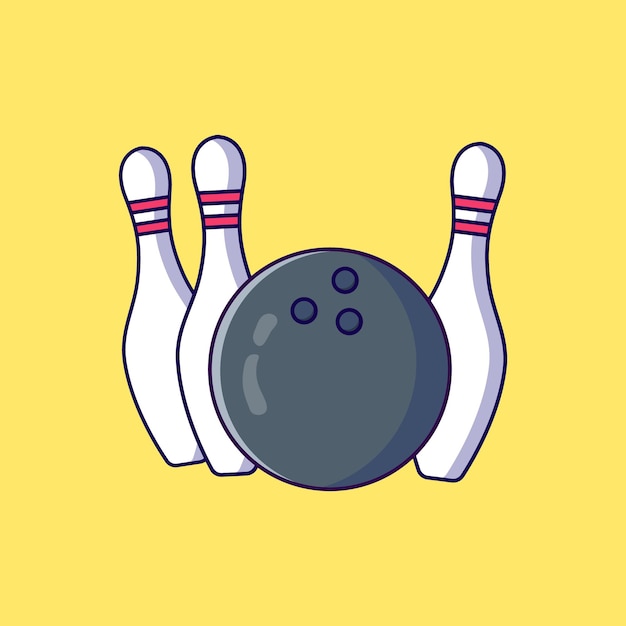 Vettore palla da bowling con illustrazione piatta vettoriale pin