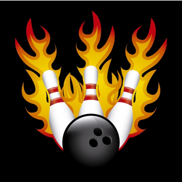 bowling  burn over black background vector illustration