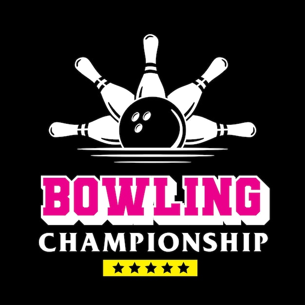 Bowling championship emblem logo design vector