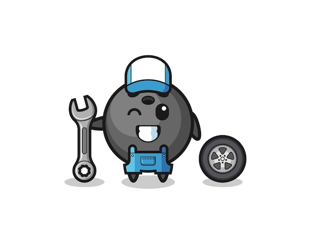 Vector the bowling character as a mechanic mascot cute design